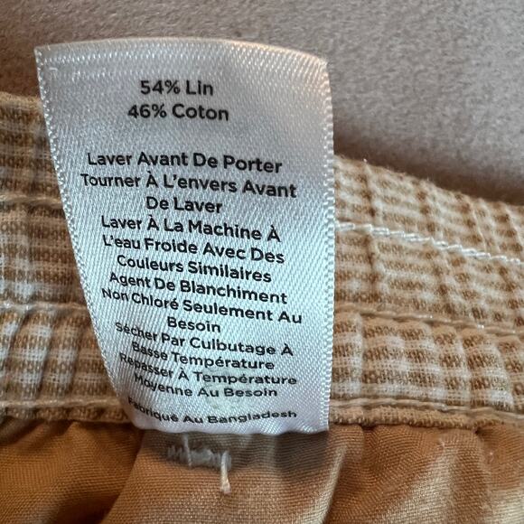 Preppy Classic Linen Cotton Beige Pinstriped Talbots Petite Heritage Pants 12P - Picture 8 of 11